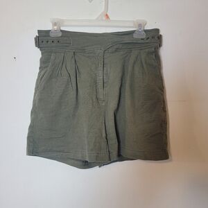 Bohme Women's Green High-Waisted Belted Shorts Size Large